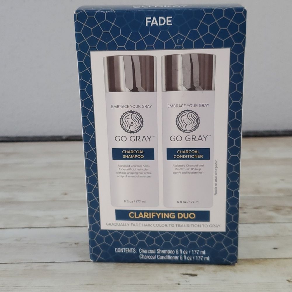 NEW Go Gray Fade Clarifying Duo Charcoal Shampoo‎ Conditioner Transition to Gray